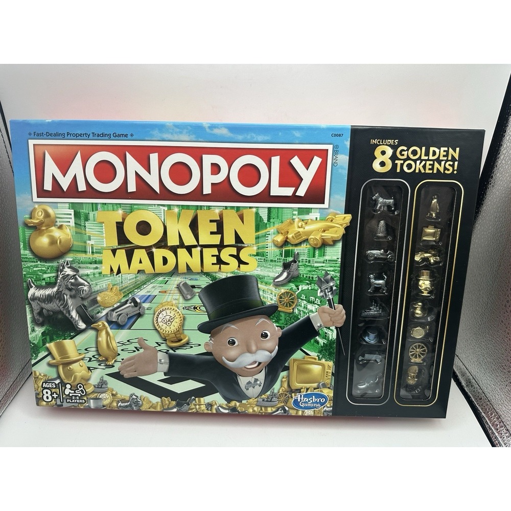 PARKER BROTHERS-MONOPOLY TOKEN MADNESS EDITION- HASBRO  8 GOLDEN‎ TOKENS 2015